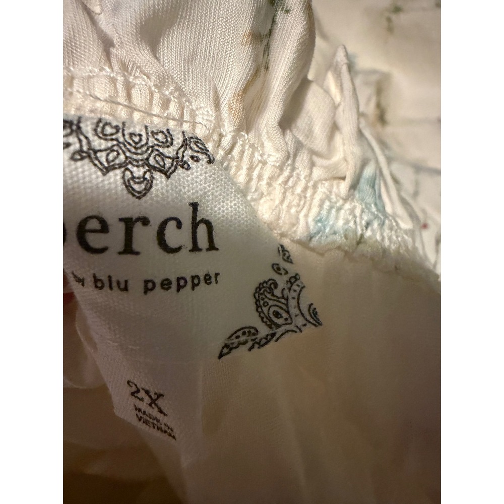 Perch by Blu Pepper Floral Smocked Waist Tiered Maxi Dress White 2X Cottagecore - Picture 11 of 11